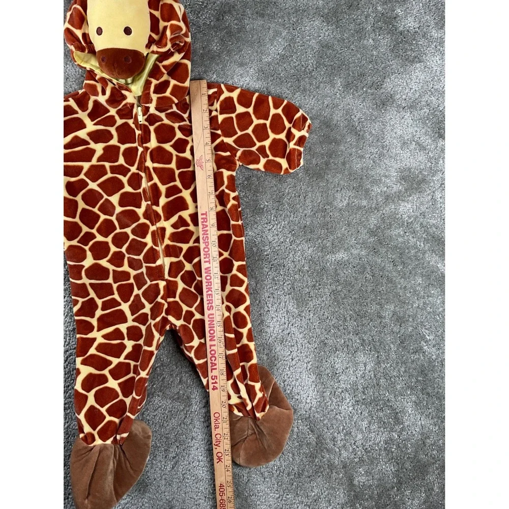 Miniwear Giraffe Costume Baby 3/6 Months Brown Spotted Plush Hooded Jumpsuit